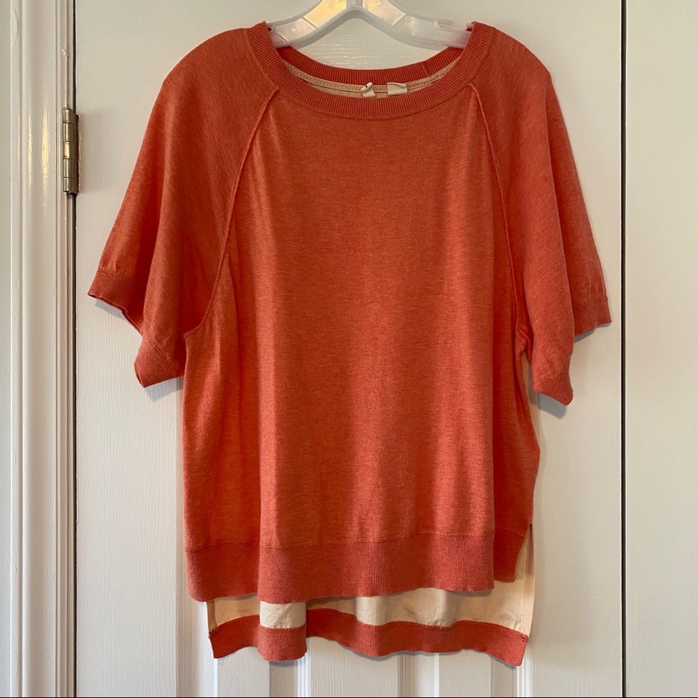 Moth Anthropologie Orange Short Sleeve Sweater